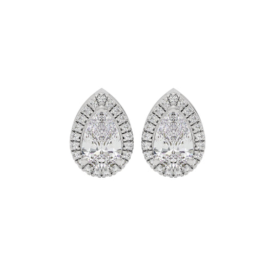 Luxe Muse Pear Halo Stud Earrings