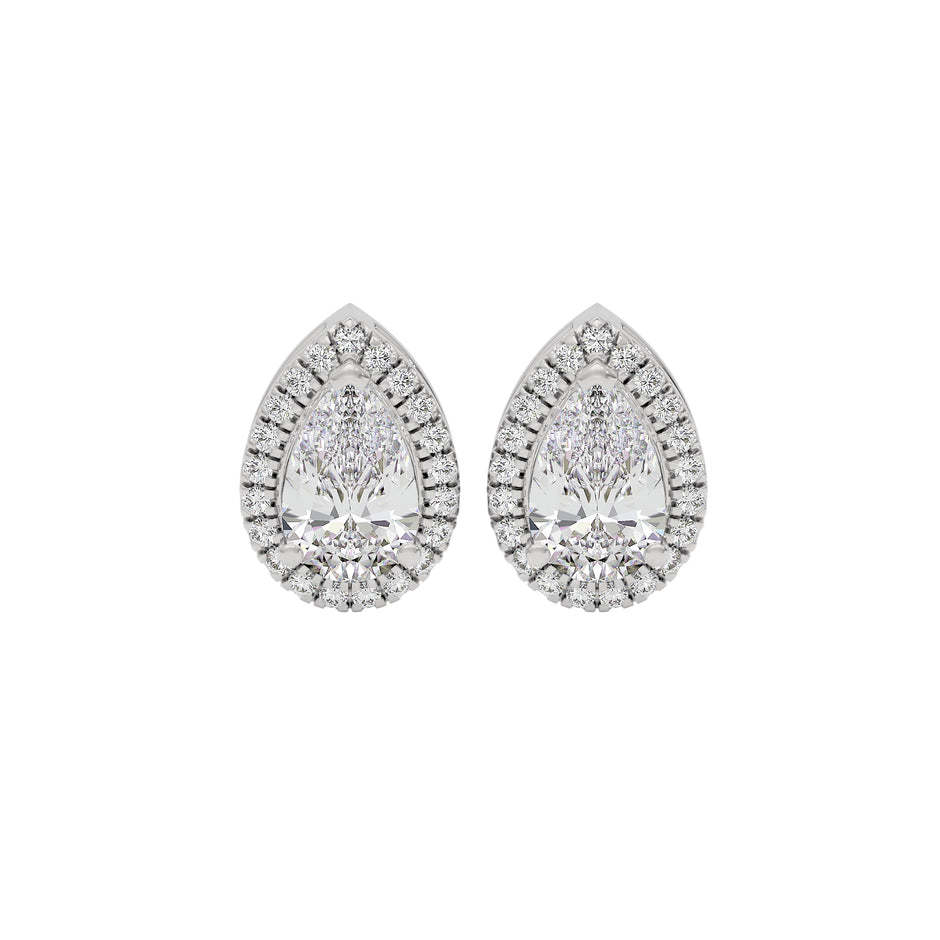 Luxe Muse Pear Halo Stud Earrings
