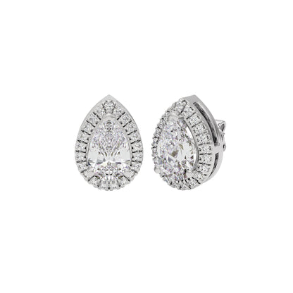 Luxe Muse Pear Halo Stud Earrings