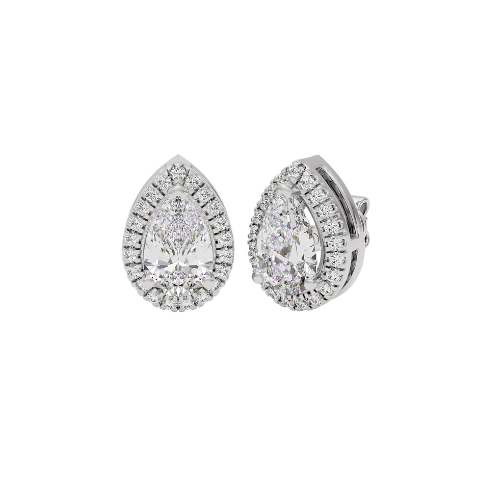 Luxe Muse Pear Halo Stud Earrings