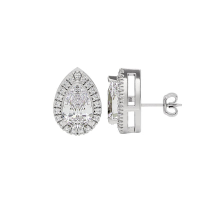 Luxe Muse Pear Halo Stud Earrings