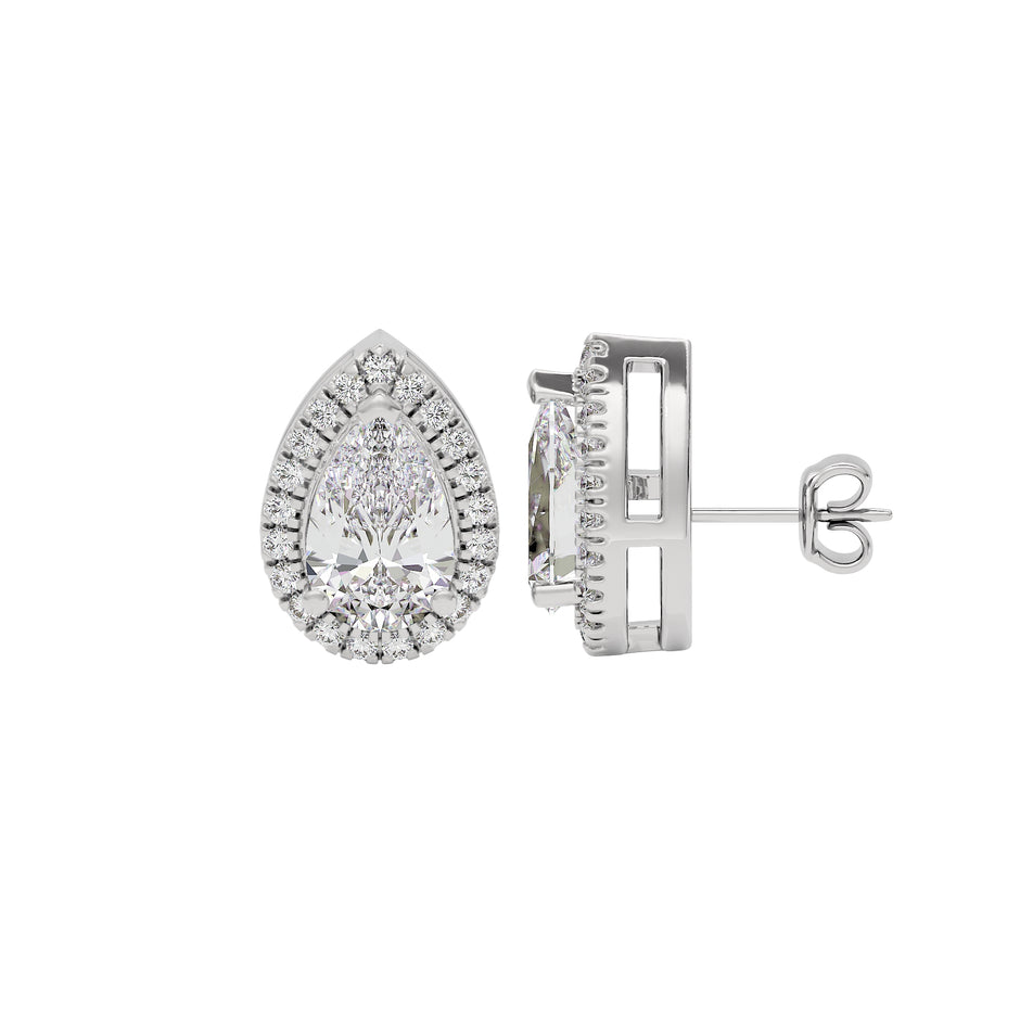 Luxe Muse Pear Halo Stud Earrings