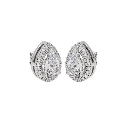 Luxe Muse Pear Halo Stud Earrings