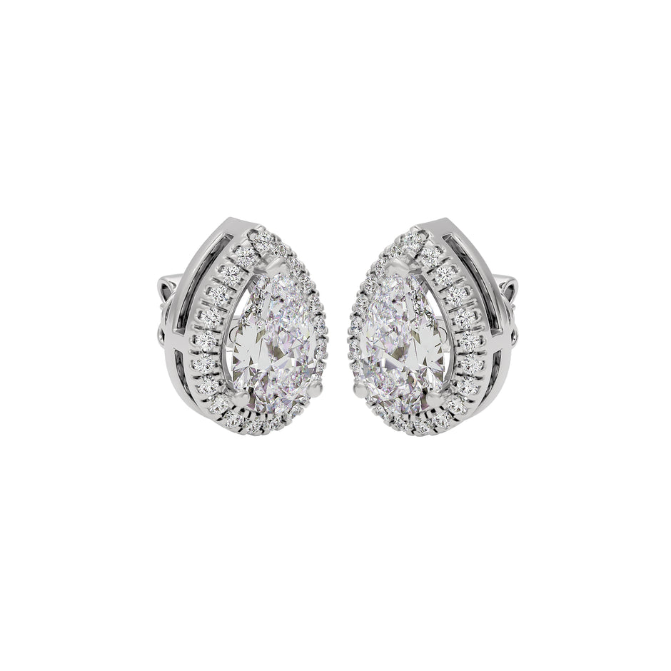 Luxe Muse Pear Halo Stud Earrings