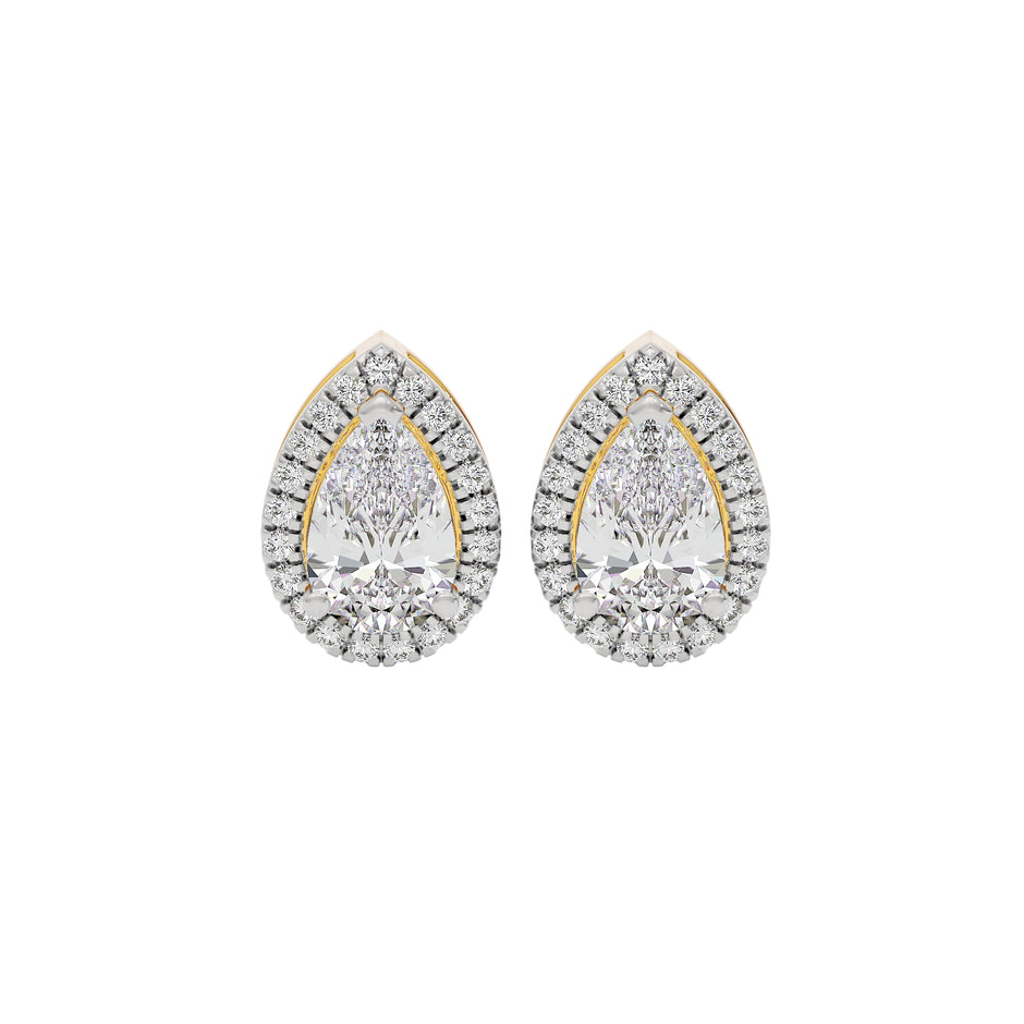 Luxe Muse Pear Halo Stud Earrings