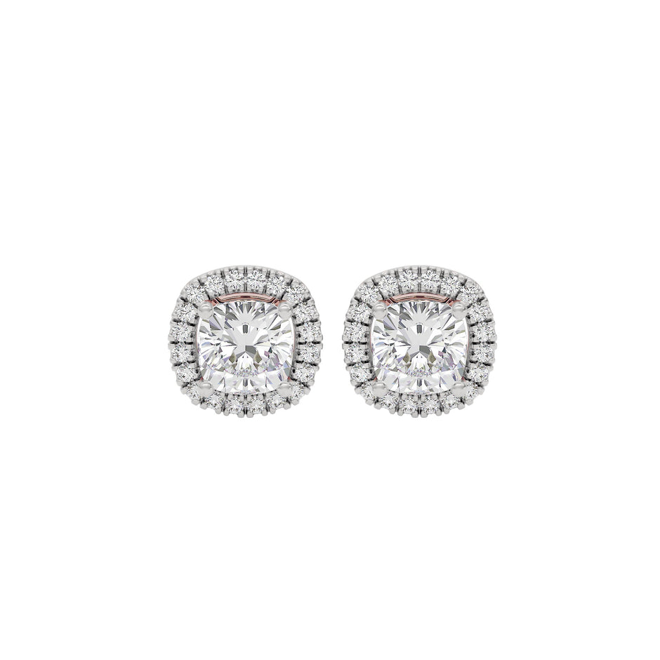 Celeste Cushion Halo Stud Earrings