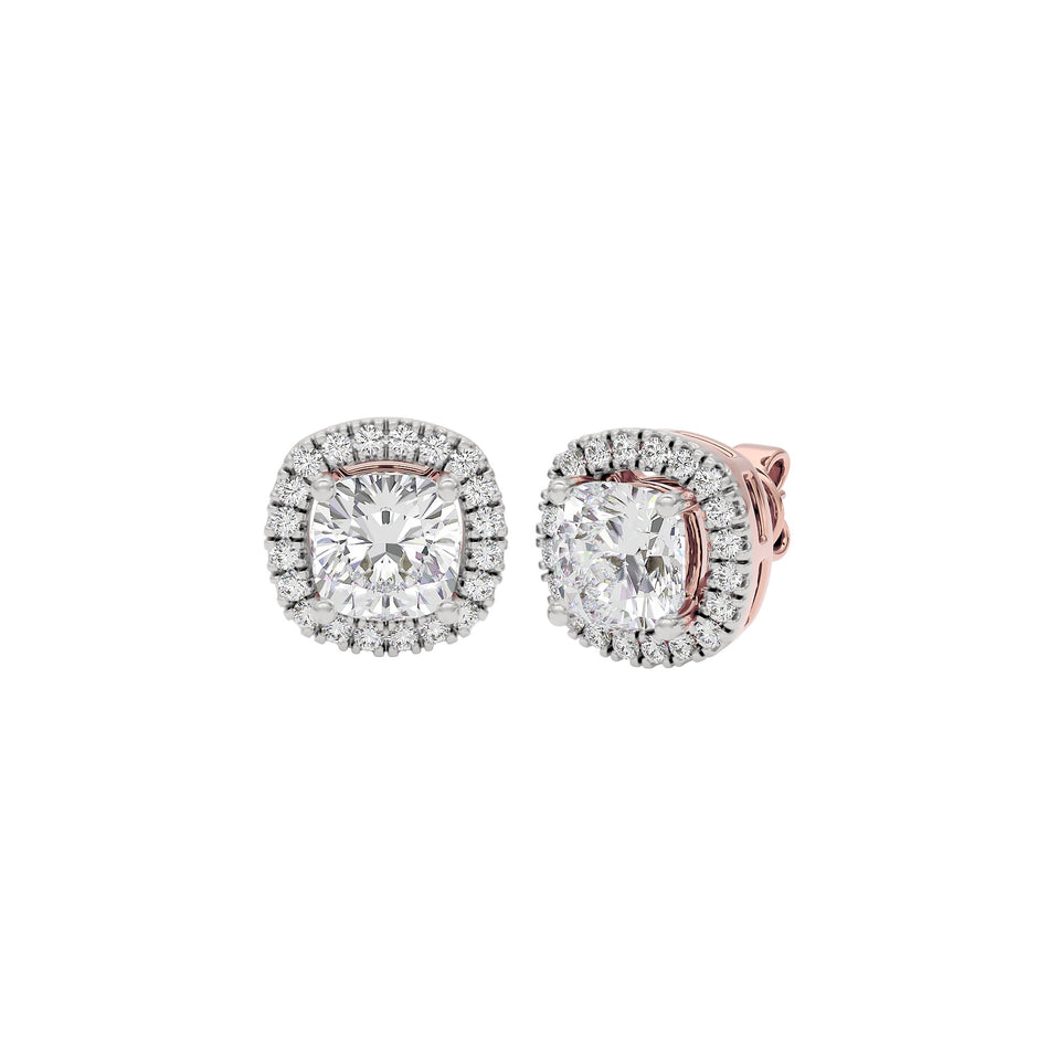 Celeste Cushion Halo Stud Earrings