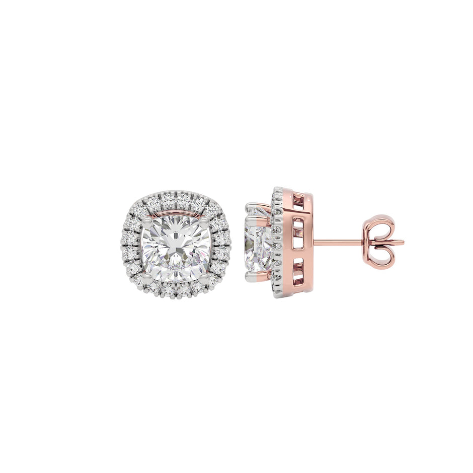 Celeste Cushion Halo Stud Earrings