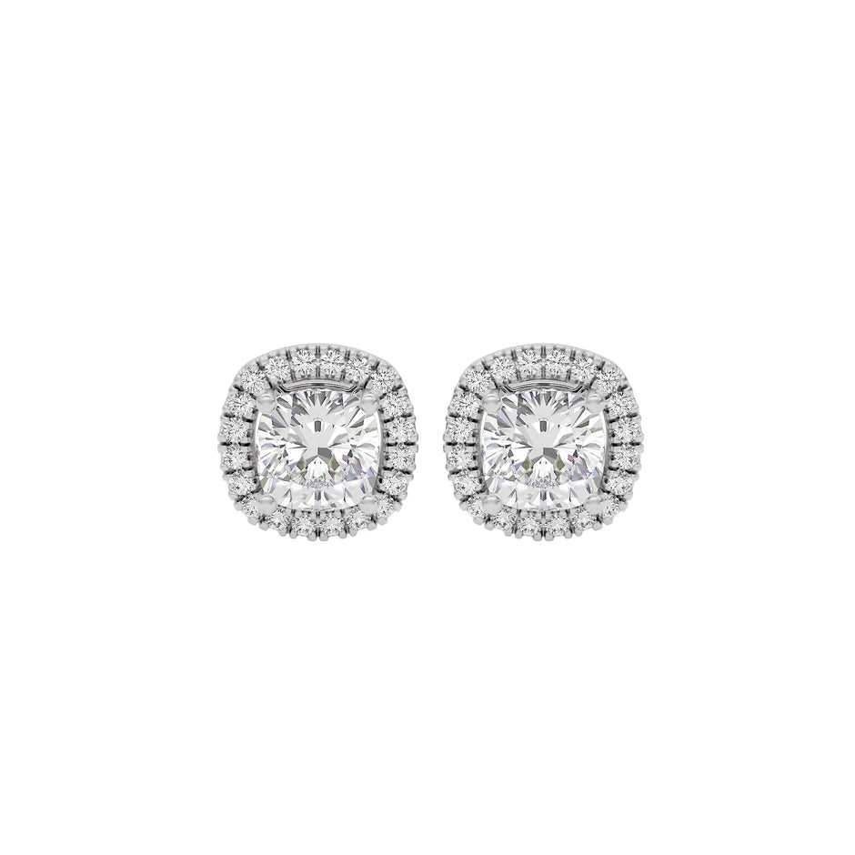 Celeste Cushion Halo Stud Earrings