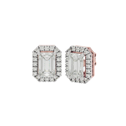 Power Emerald Halo Stud Earrings