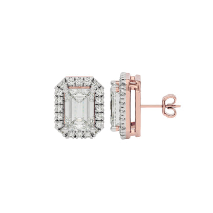 Power Emerald Halo Stud Earrings