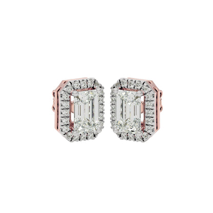 Power Emerald Halo Stud Earrings