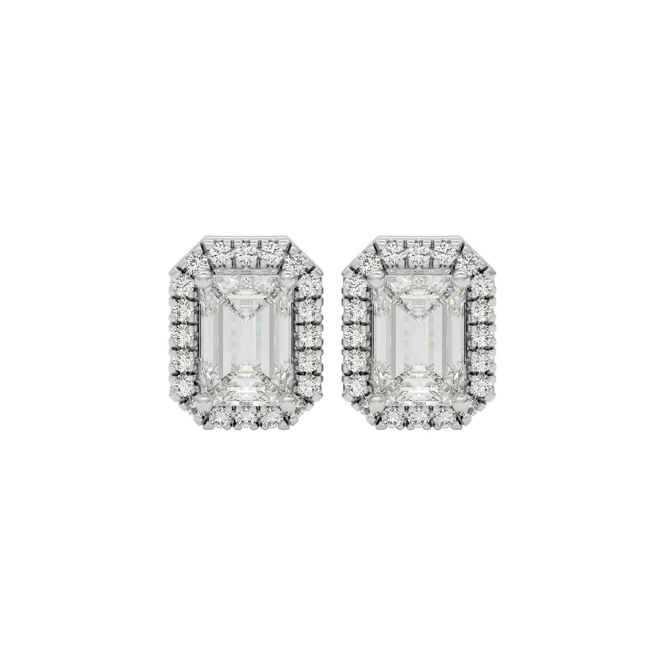 Power Emerald Halo Stud Earrings