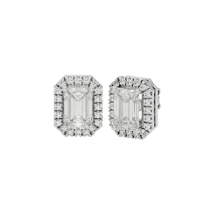 Power Emerald Halo Stud Earrings
