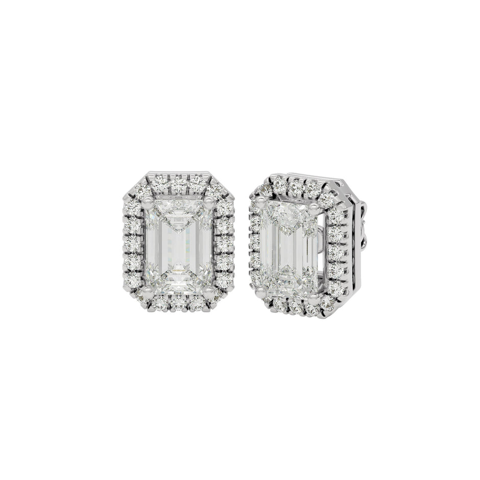 Power Emerald Halo Stud Earrings