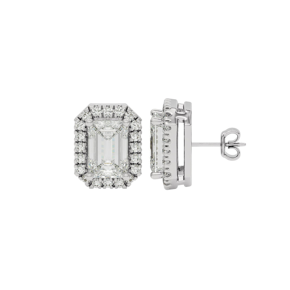 Power Emerald Halo Stud Earrings