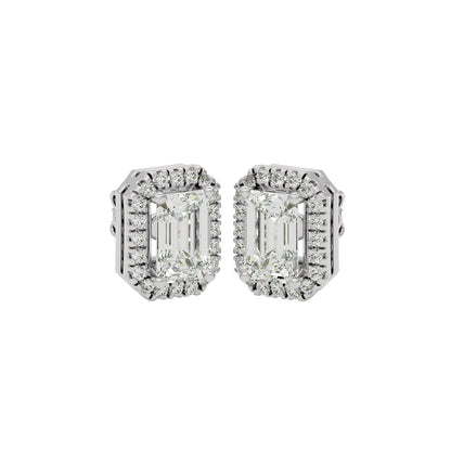 Power Emerald Halo Stud Earrings