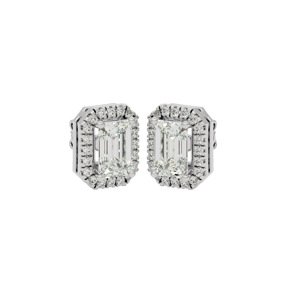 Power Emerald Halo Stud Earrings