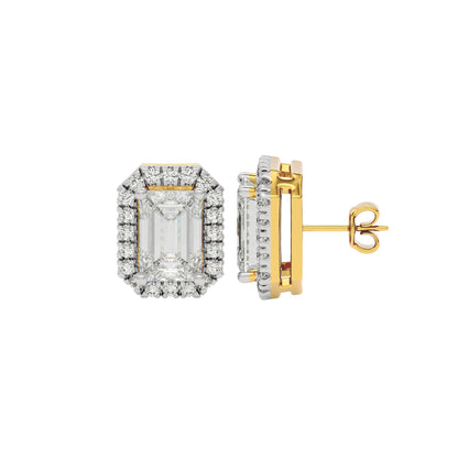 Power Emerald Halo Stud Earrings