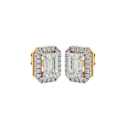 Power Emerald Halo Stud Earrings