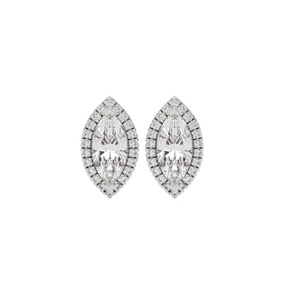 Linear Marquise Halo Stud Earrings