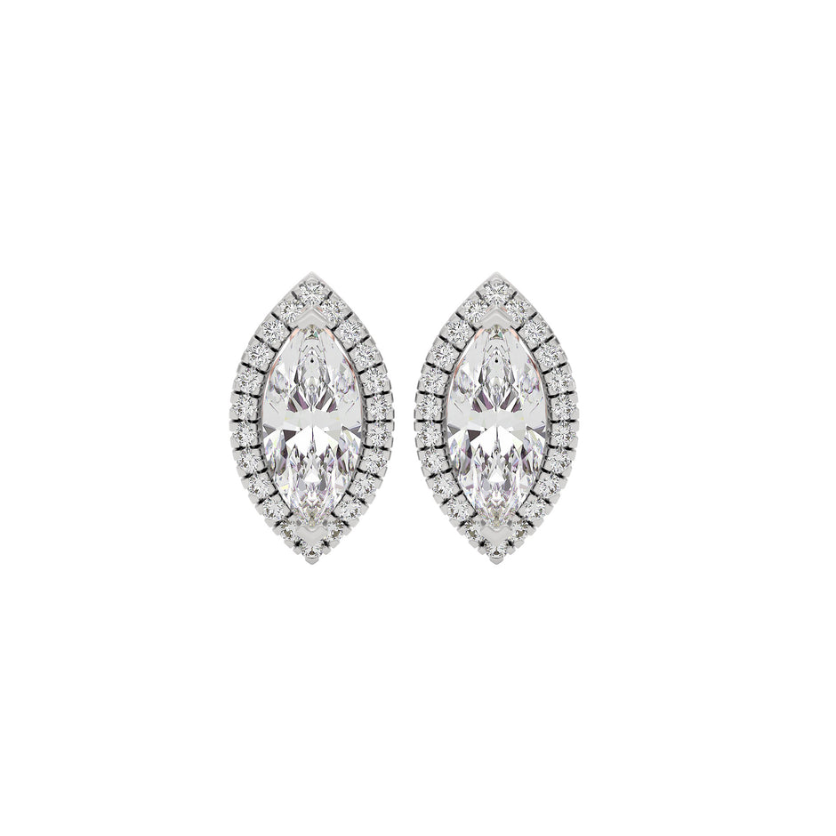 Linear Marquise Halo Stud Earrings