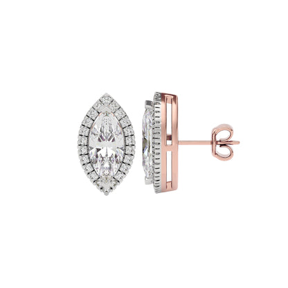 Linear Marquise Halo Stud Earrings