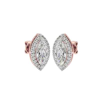Linear Marquise Halo Stud Earrings