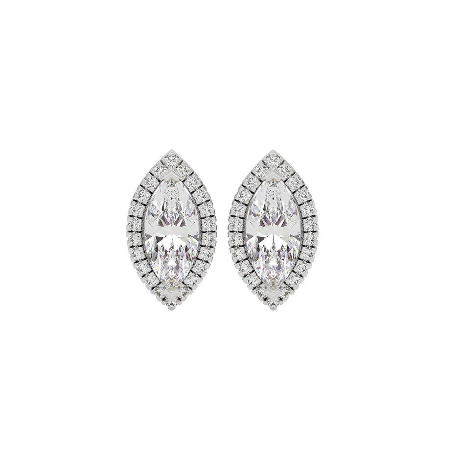 Linear Marquise Halo Stud Earrings