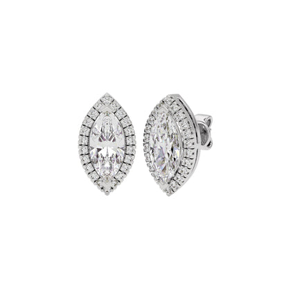 Linear Marquise Halo Stud Earrings