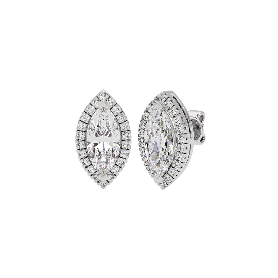 Linear Marquise Halo Stud Earrings