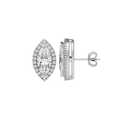 Linear Marquise Halo Stud Earrings