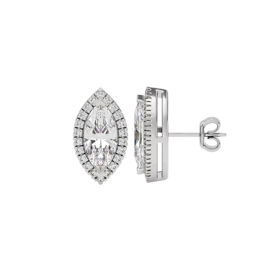 Linear Marquise Halo Stud Earrings