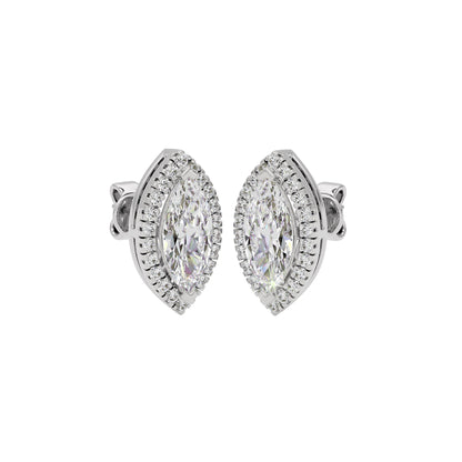 Linear Marquise Halo Stud Earrings