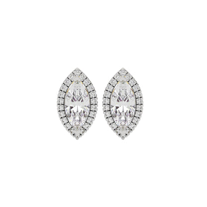 Linear Marquise Halo Stud Earrings