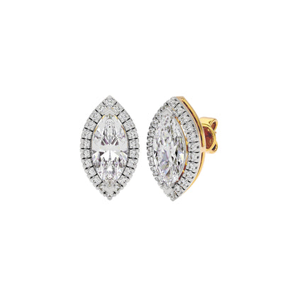 Linear Marquise Halo Stud Earrings