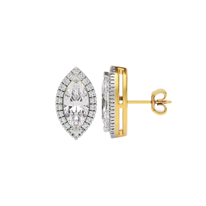 Linear Marquise Halo Stud Earrings
