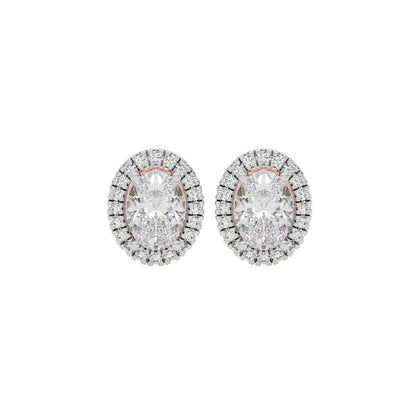 Eclipse Glow Oval Halo Stud Earrings