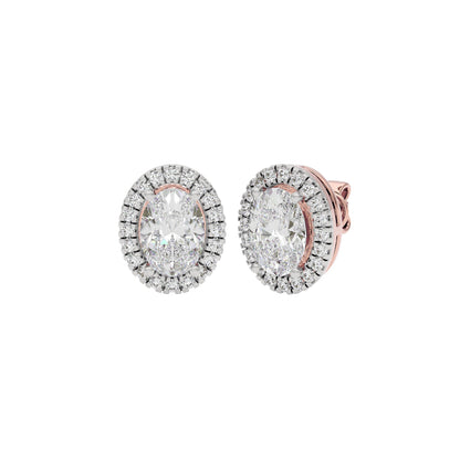 Eclipse Glow Oval Halo Stud Earrings