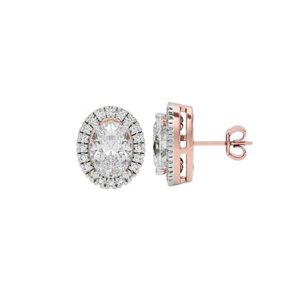 Eclipse Glow Oval Halo Stud Earrings