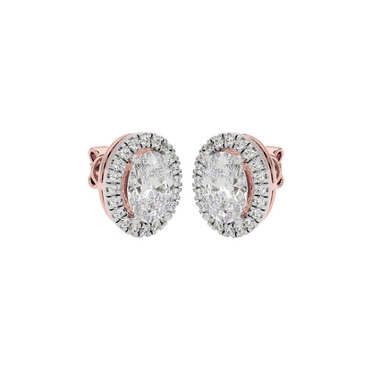 Eclipse Glow Oval Halo Stud Earrings