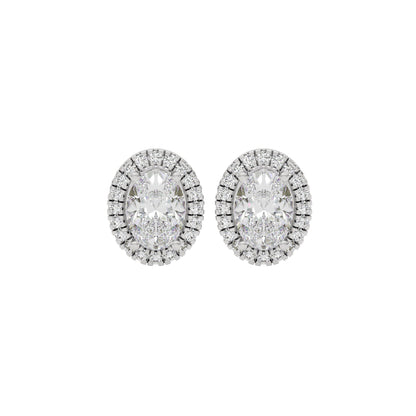 Eclipse Glow Oval Halo Stud Earrings