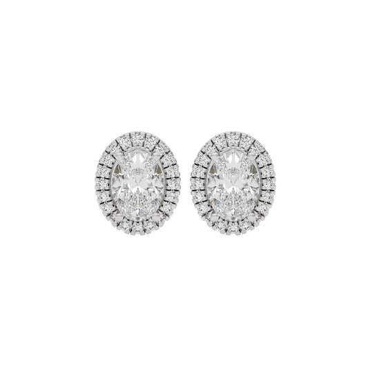 Eclipse Glow Oval Halo Stud Earrings