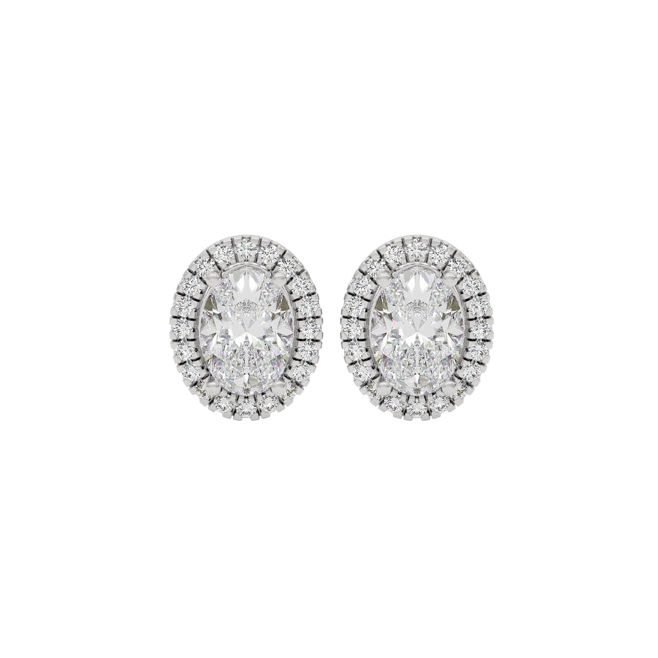 Eclipse Glow Oval Halo Stud Earrings