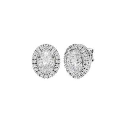 Eclipse Glow Oval Halo Stud Earrings