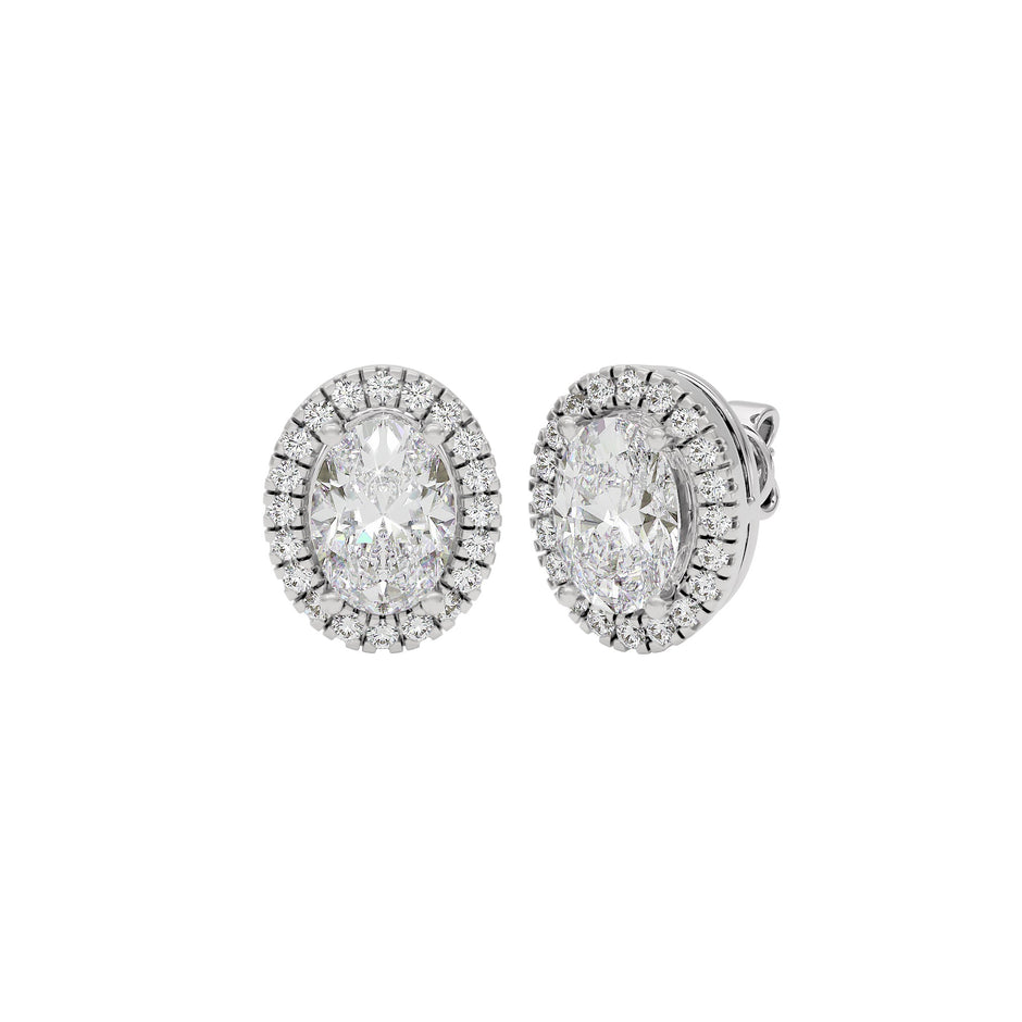 Eclipse Glow Oval Halo Stud Earrings