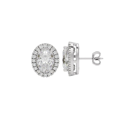 Eclipse Glow Oval Halo Stud Earrings