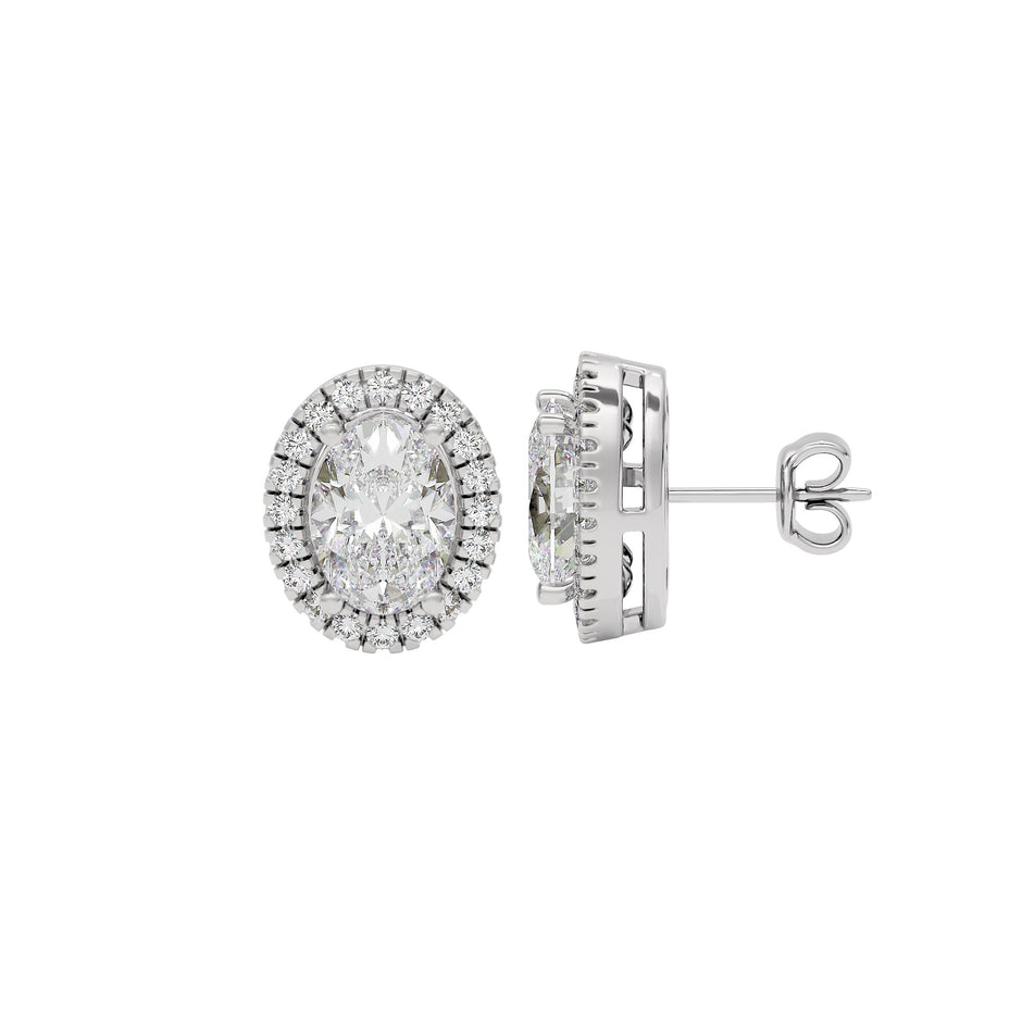 Eclipse Glow Oval Halo Stud Earrings