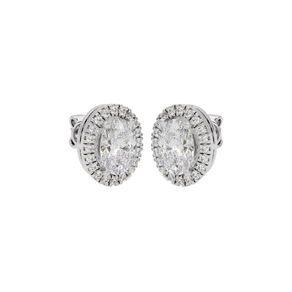 Eclipse Glow Oval Halo Stud Earrings