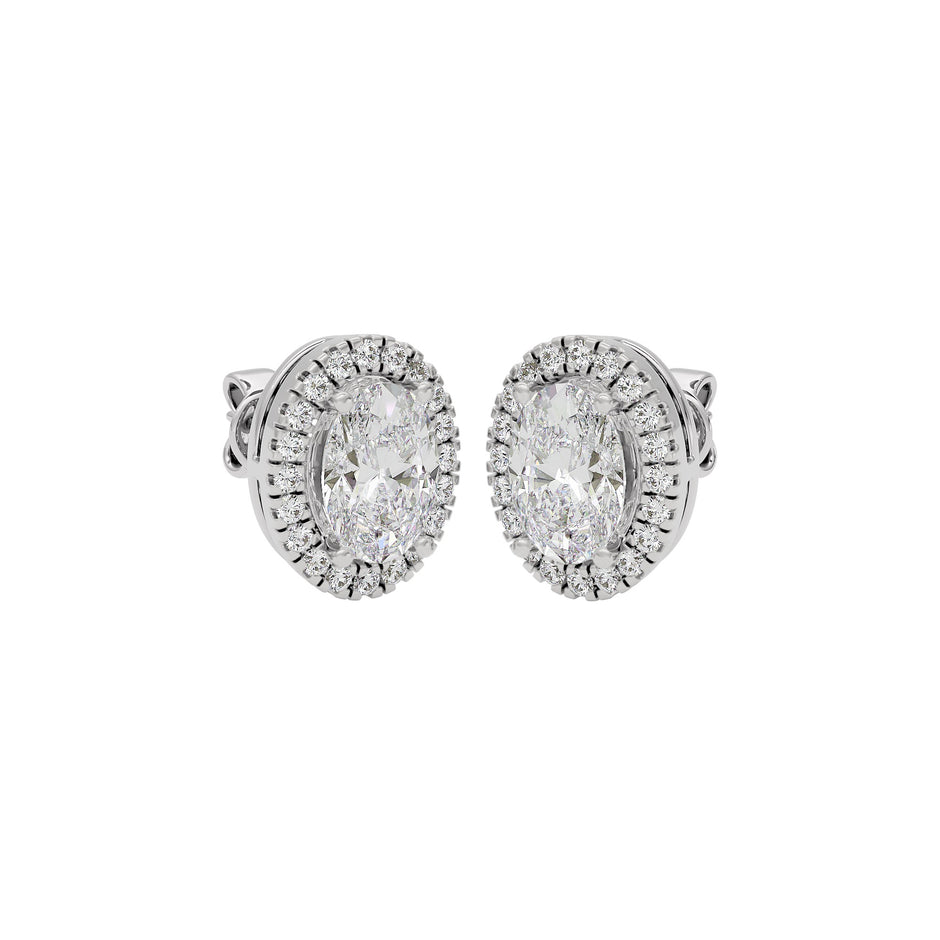 Eclipse Glow Oval Halo Stud Earrings